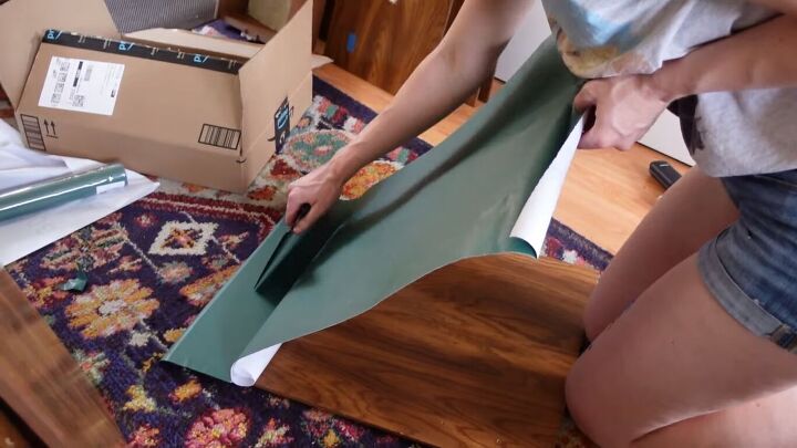 how to do a 70s old kitchen cabinets makeover on a budget, How to apply contact paper to cabinets