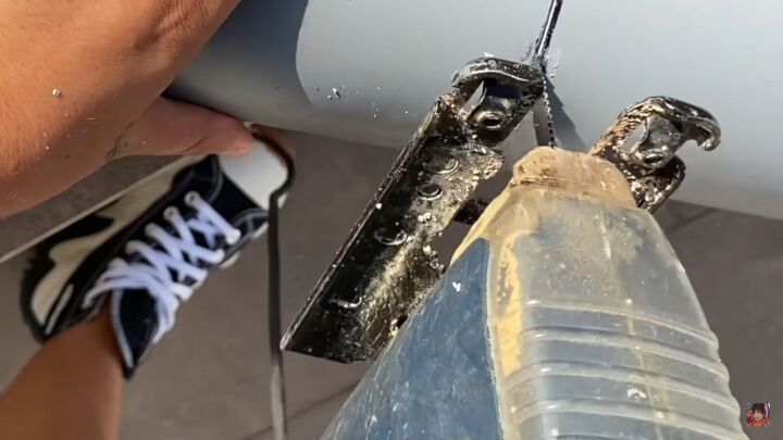 how to make a diy eny lee parker table out of pipes clay, Cutting the pipe with a jigsaw