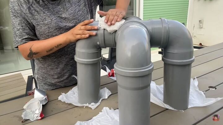 how to make a diy eny lee parker table out of pipes clay, Covering the pipes with self hardening clay