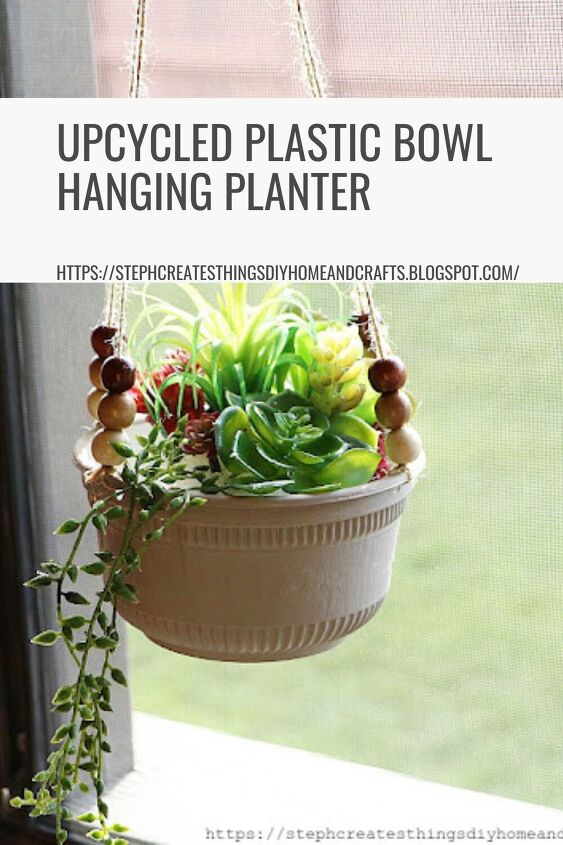 upcycled plastic bowl hanging planter