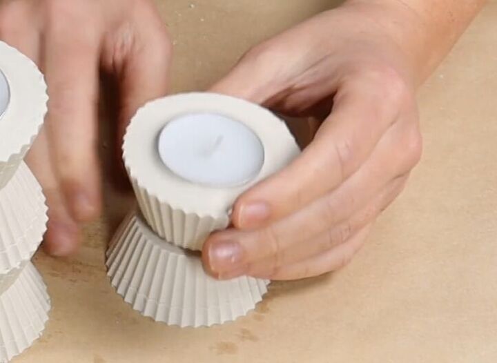 how to create stunning cupcake candle holders with plaster of paris, Shorter plaster craft handmade candle holder