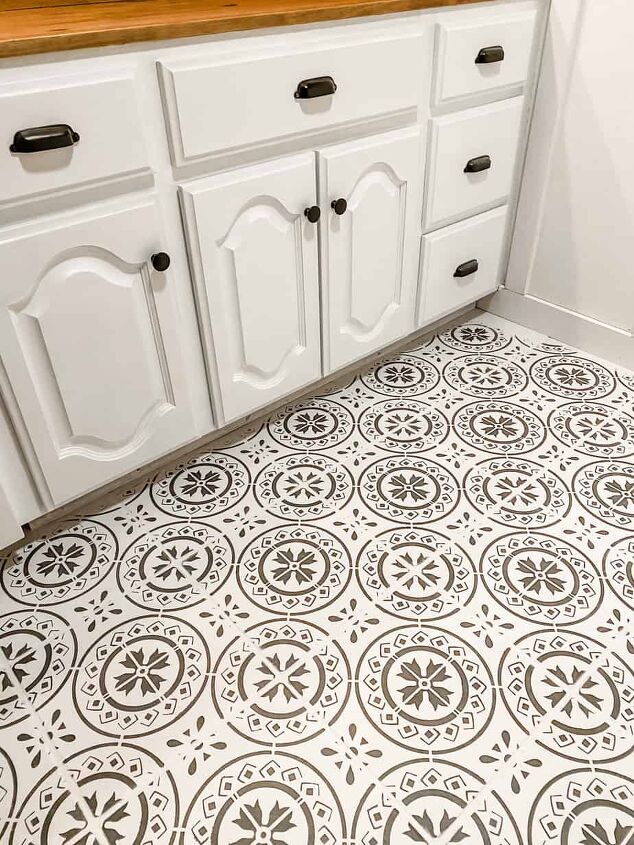 how to paint stencil a tile floor