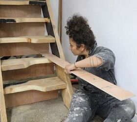 how to a cute bookcase stairs makeover for just 50, Making the back of the stairs