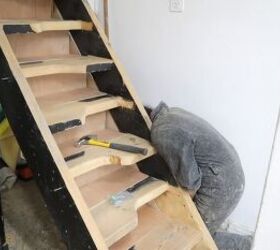 how to a cute bookcase stairs makeover for just 50, Making the side of the staircase