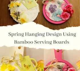decoracin primaveral colgante con tablas de servir de bamb