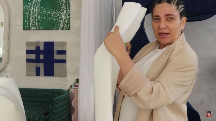 diy boa pouf dupe how to make a cute donut chair, How to create a curve with the foam