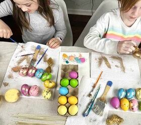 huevos de pascua de pan de oro, HUEVOS DE PASCUA EN HOJA DE ORO E IDEAS PARA DECORAR EL PORCHE Oh So Lovely Blog