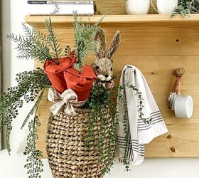 una adorable cesta de pascua para la puerta con zanahorias de imitacin diy, una adorable cesta de Pascua para la puerta con zanahorias de imitaci n DIY