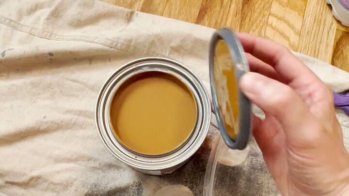 diy leather ottoman how to paint fabric to look like leather, Moroccan Spice by Behr Paint