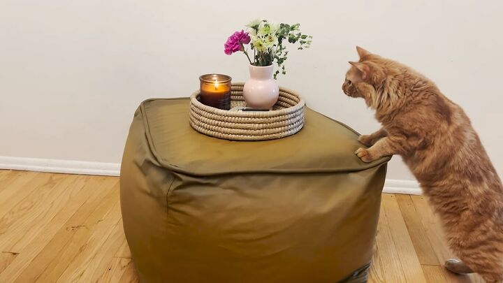 diy leather ottoman how to paint fabric to look like leather, How to paint fabric to look like leather