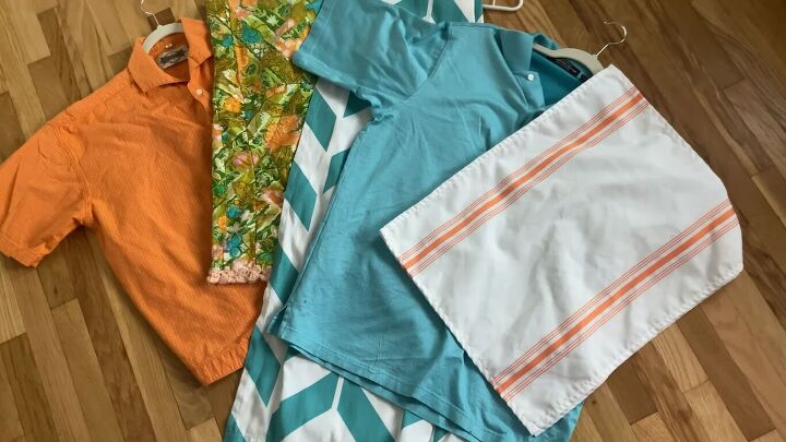 how to easily make diy throw pillows out of thrift store finds, Thrifted items for the throw pillow covers