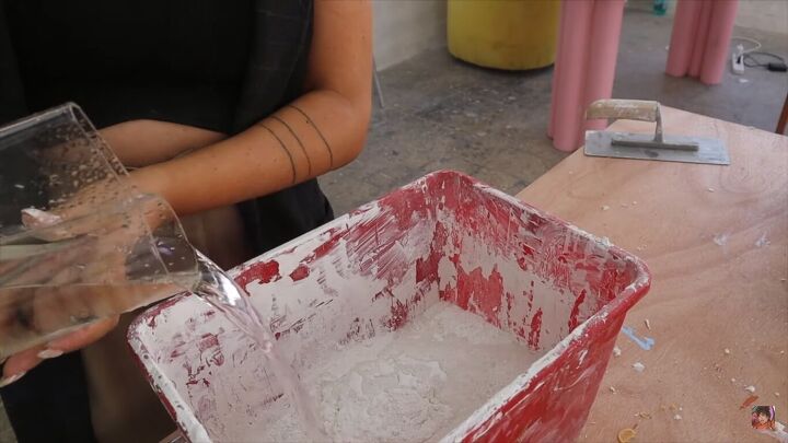 how to make a diy modern coffee table inspired by studio mignone, Mixing joint compound with water