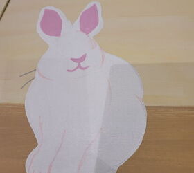 cmo hacer una pintura fcil y linda del conejito de pascua, A adir al conejito el interior de las orejas la nariz y la boca de color rosa