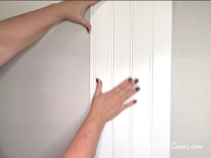 how to create a separate dining area with a beadboard accent wall, Covering the nails with the panel tongue