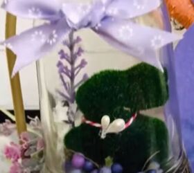 Conejito de Pascua/Primavera de Dollar Tree en Cloche de Lavanda ¡Usando Mason Jar!