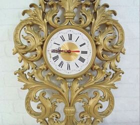reloj de pared vintage, reloj de pared vintage de resina dorada antes del cambio de imagen