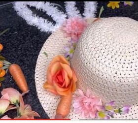 guirnalda de primavera pascua con sombrero de paja diy