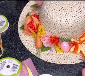 guirnalda de primavera pascua con sombrero de paja diy
