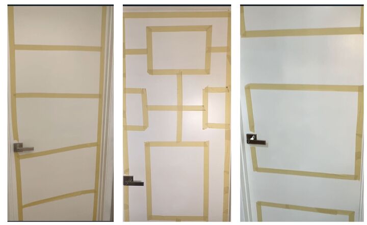 how trim moulding can modernize a plain slab door, Creating the moulding shape with tape