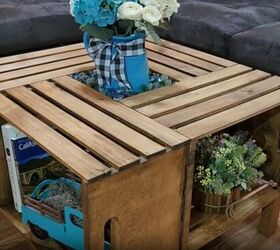 how to make an impressive rustic diy wood crate coffee table, Square rustic coffee table