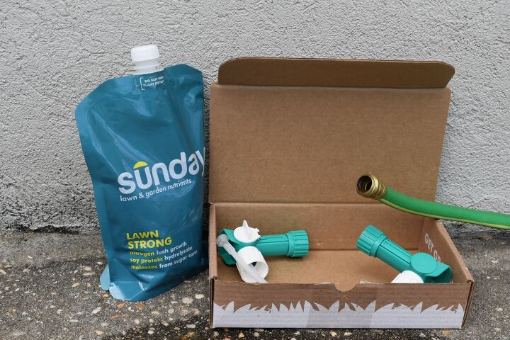 grow the best lawn in the neighborhood with sunday, Sunday lawn treatment kit with sprayer nozzles