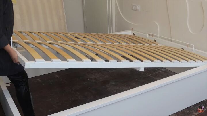 how to make a diy pool noodle headboard in a few easy steps, Disassembling the MALM bed