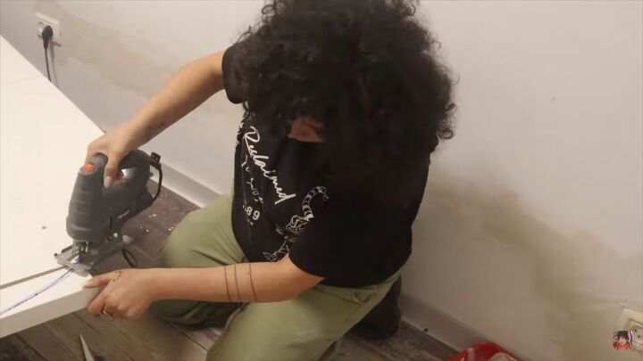 how to make a diy pool noodle headboard in a few easy steps, Cutting out the shape with a jigsaw