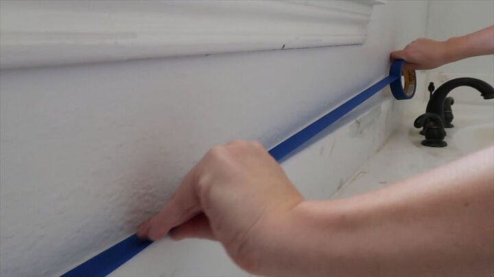 how to totally transform your bathroom in just one weekend, Applying painter s tape