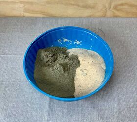 esfera de jardn de hormign fcil de hacer, Cemento Portland en un lado del cuenco y arena en el otro