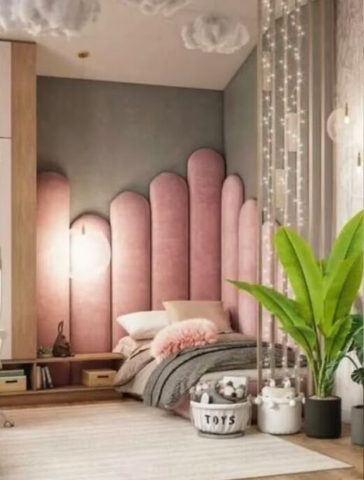 how to make a diy channel headboard in a chic art deco style, Pink velvet headboard inspiration from Pinterest