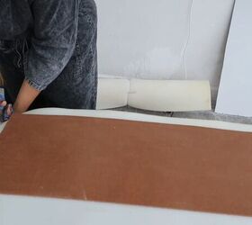 how to make a diy channel headboard in a chic art deco style, Cutting the foam