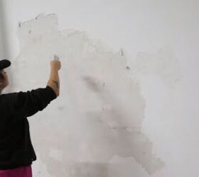 how to create an industrial exposed concrete accent wall for free, DIY concrete accent wall
