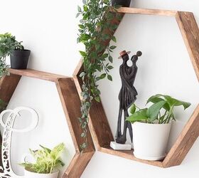 estantes hexagonales fciles de hacer, Estantes hexagonales DIY con plantas