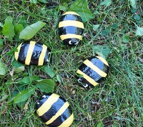 crea estas simpticas rocas pintadas de abejorros, Rocas abejorro pintadas