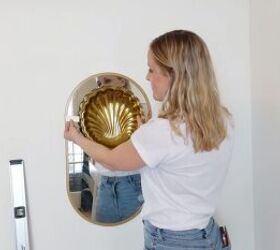 how to transform a diy makeup vanity into a colorful art deco piece, Spacing for the sconces