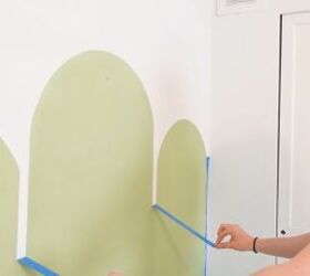 how to transform a diy makeup vanity into a colorful art deco piece, Peeling the painter s tape off
