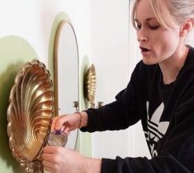 how to transform a diy makeup vanity into a colorful art deco piece, Pouring sand in the candleholders