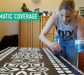 how to do an easy diy boho coffee table makeover with stencils, Finishing with a coat of polyurethane