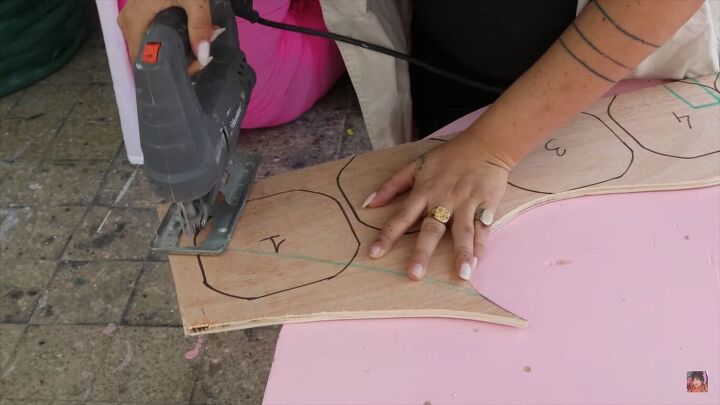 how to do a chic ikea nightstand makeover in 5 simple steps, Cutting out the shapes with a jigsaw