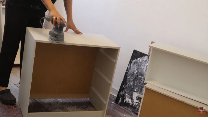 how to do a chic ikea nightstand makeover in 5 simple steps, Sanding down the surfaces
