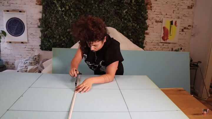 how to make a mario bellini camaleonda sofa replica out of foam, Measuring and marking the foam