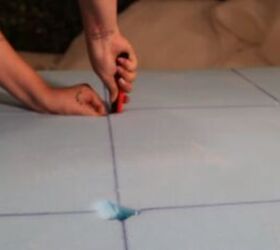 how to make a mario bellini camaleonda sofa replica out of foam, Making holes for the buttons