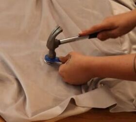 how to make a mario bellini camaleonda sofa replica out of foam, Hammering the grommet