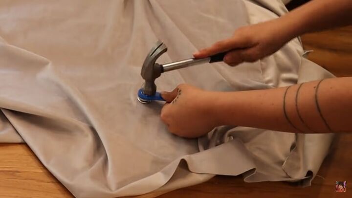 how to make a mario bellini camaleonda sofa replica out of foam, Hammering the grommet