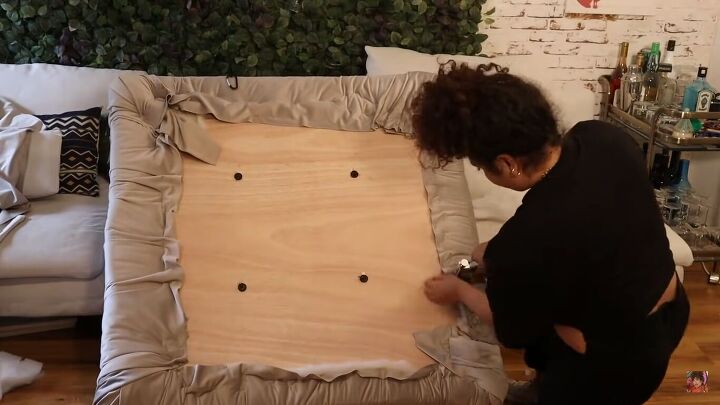 how to make a mario bellini camaleonda sofa replica out of foam, Stapling the fabric to the base