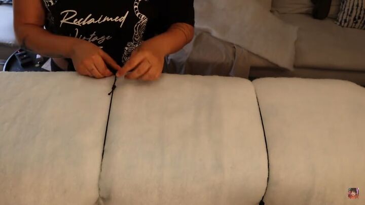 how to make a mario bellini camaleonda sofa replica out of foam, Making the indents by tying rope