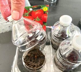 convierte tus botellas de plstico en incubadoras de semillas, Colocar las tapas