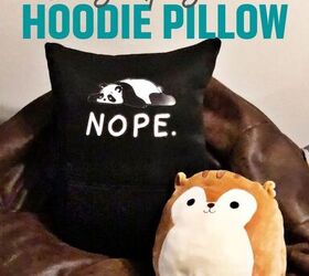 easy upcycled sweatshirt pillow stuffed with poly fil