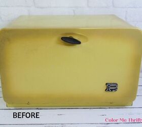 caja de pan vintage fcil de cambiar, Caja de pan amarilla vintage vista frontal ANTES del cambio de imagen