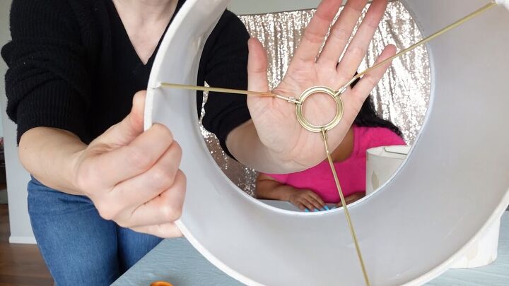 how to make a cute diy fringe lampshade in a few easy steps, Hole for the light fixture